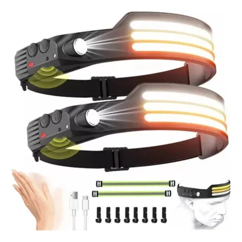 Lámpara De Cabeza Led Cob Recargable Con Sensor 10 Modos