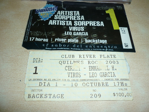 Autógrafo Gustavo Cerati + Entrada Quilmes Rock 2003+ Cd