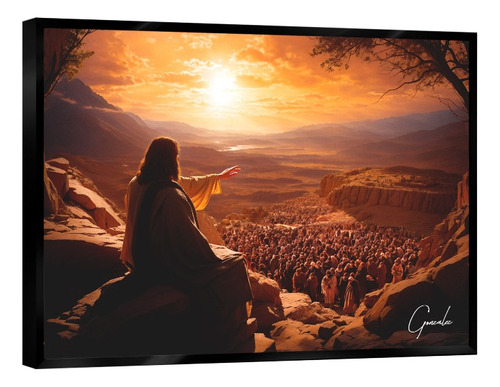 Quadro Jesus E Seus Seguidores | Grande 100x75 Cm | M. Preta