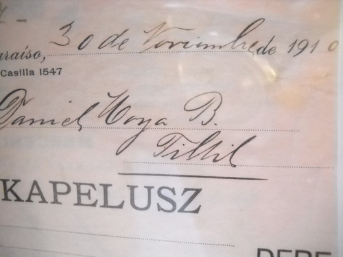 Documento Antiguo Factura Sombrereria Kapelusz 1910 (Usado)
