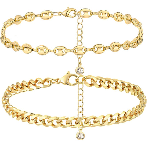 Yanoda Pulsera De Cadena De Oro, Delicada Pulsera Cubana Cha