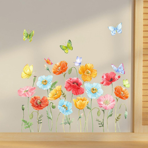 / 2 Piezas Flores Mariposas Calcomanías De Pared Pegatinas