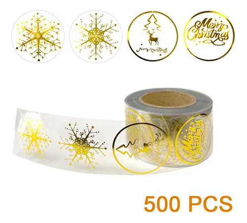 500 Pcs Pegatinas Redondas De Navidad Etiquetas Adhesivas