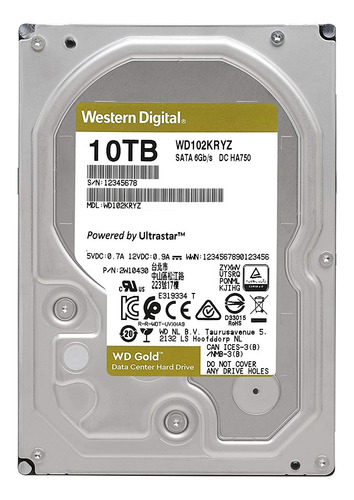 Imagen 2 de 3 de Disco duro interno Western Digital WD Gold WD102KRYZ 10TB oro