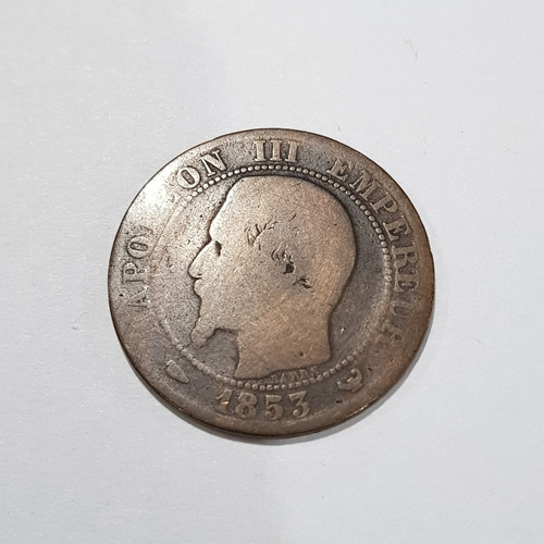 Antigua Moneda Francia 1853 Valor 5 Céntimos Mag 59742