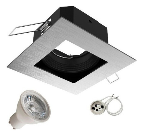 Pack X 10 Spot Embutir Antideslumbrante Led 7w Acero Gu10