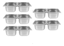 Comprar Kit De 10 Cubas Gastronômicas Sem Tampa Inox 1\u002F6 100mm Zepper