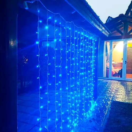 Luz Cascada 4x2 Metros 320 Led Luces Navidad Azul 320leda1