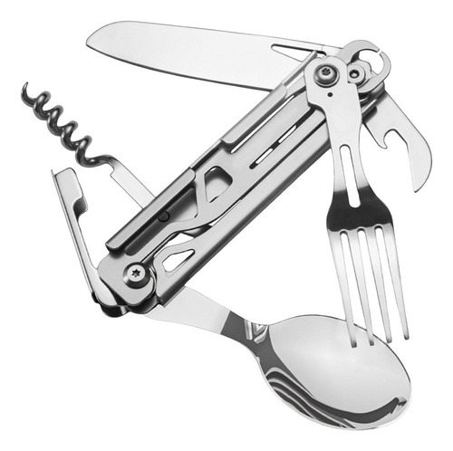 X Cuchillo Plegable Multifunción Gadgets Tenedor Cuchara