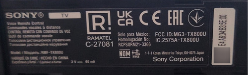 Control Remoto Original Tv Sony Con Comando De Voz Tx800u