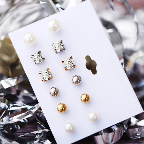 Pendiente De Perlas Con Flores De Diamantes Para Regalo Con