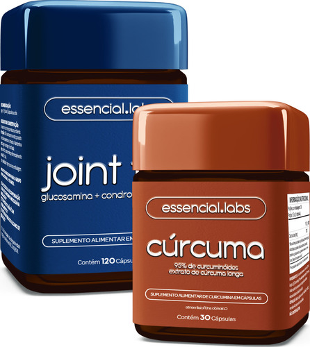 KIT JOINT FIX com GLUCOSAMINA, CONDROITINA e MSM - 120 cápsulas + CÚRCUMA 130mg - 30 doses
