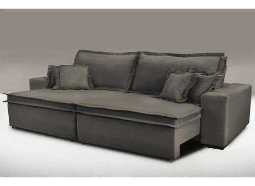 Sofá Retrátil Cama Inbox Premium Linho 2,32m Marrom
