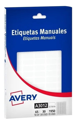 Imagen 1 de 1 de Etiquetas Autoadhesiva Avery Rectangular 8 X 19.4 Mm. 3012