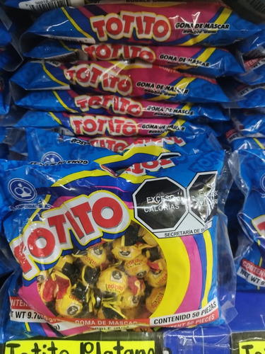Chicle Sabor Platano Totito Dulce Imperial 3 Bolsas 50pz C/u