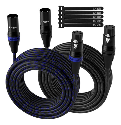 Xlr Cable De Micrófono De 15 Pies (paquete De 2, Multicolor)