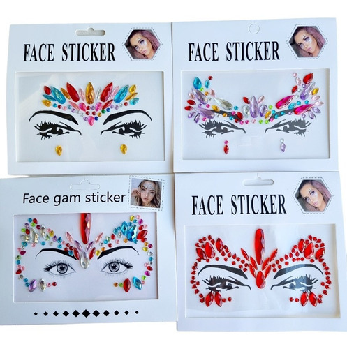 Strass Gemas O Estikers Para La Cara X 10 Unidades