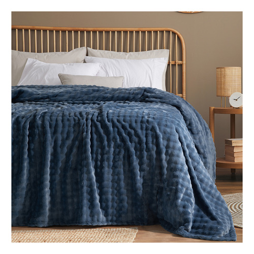 Frazada Palette Flannel Aspen 2 1/2 Plazas - 220x240 Cm Azul Liso
