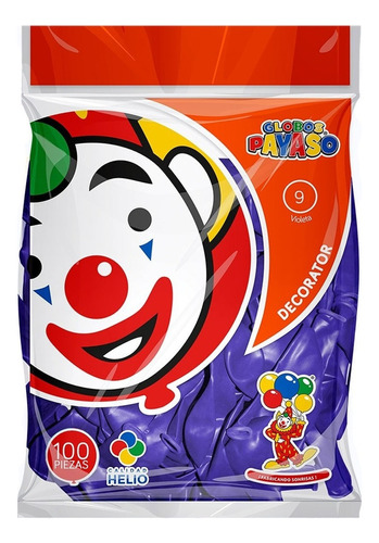 Globos De Latex, No. 9 Payaso - 100 Piezas - Leopay1 - Color Violeta