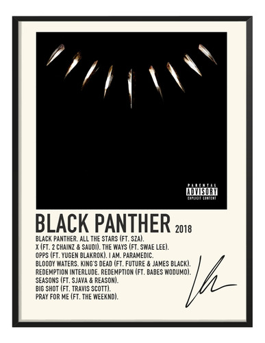 Poster Katy Perry Album Music Tracklist Black Panther 80x40