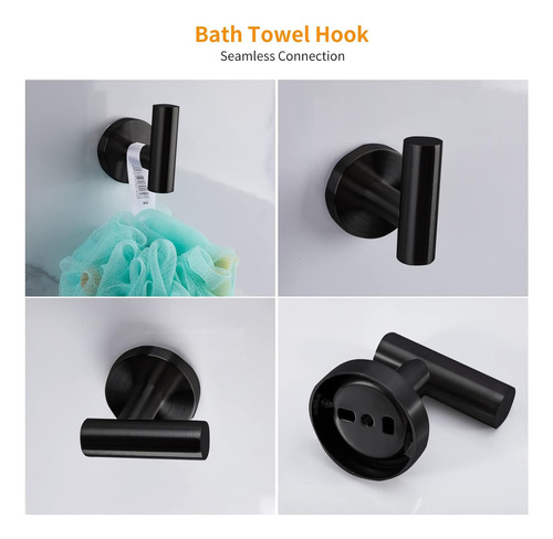 Juego De 8 Piezas De Accesorios De Baño Negro Mate, Toalla D