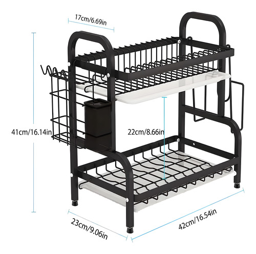 Escurridor De Platos 2 Niveles Acero Inoxidable Multifuncion