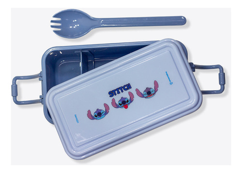 Kit Marmita Stitch Lanche Pote Garrafa Zona Criativa Disney Cor Azul-aço