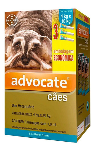 Advocate Elanco Antipulgas Para Cachorro 4 À 10kg Kit Com 3