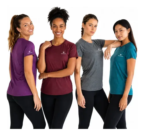 Pack X 4 Remera Mujer Deportiva-running Tenis Padel Gym