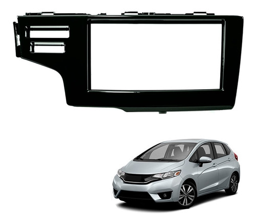 Moldura 2 Din Honda Fit 2015 À 21 Black Piano Botão Air Bag