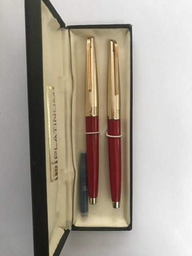 Pluma Fuente Y Bolígrafo Platinum Bachiller (rojo)