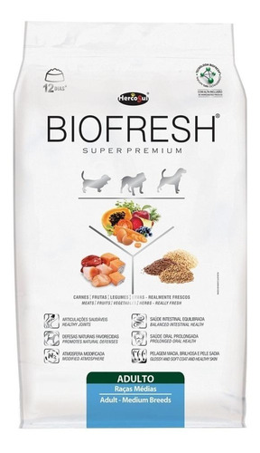Imagen 1 de 4 de Alimento Biofresh Super Premium para perro adulto de raza mediana sabor carne, frutas y vegetales en bolsa de 15kg