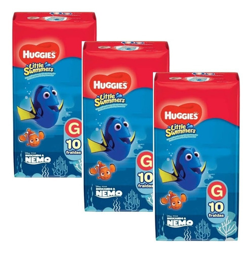 Kit C/3 Fraldas Huggies Little Swimmers Praia & Piscina G Tamanho Grande (G)