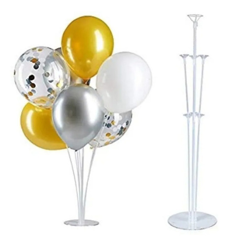 Imagen 2 de 10 de Soporte Para Globos 7 Varillas Con Base De Acrílico