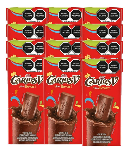 Leche Sabor Chocolate Carlos V 27 Piezas De 185ml