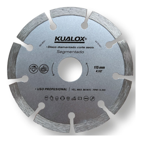 Disco Diamantado Corte Seco Segmentado 115 Mm - 4 1/2 Kualox