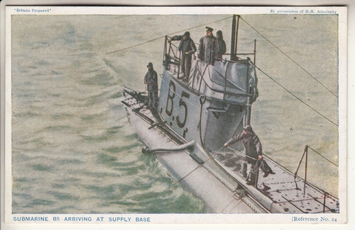 Antigua Postal Submarino B-5 Royal Navy 1a Guerra Mundial