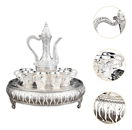 Juego De Cafetería Turco Decanter Aleación De Zinc Plata