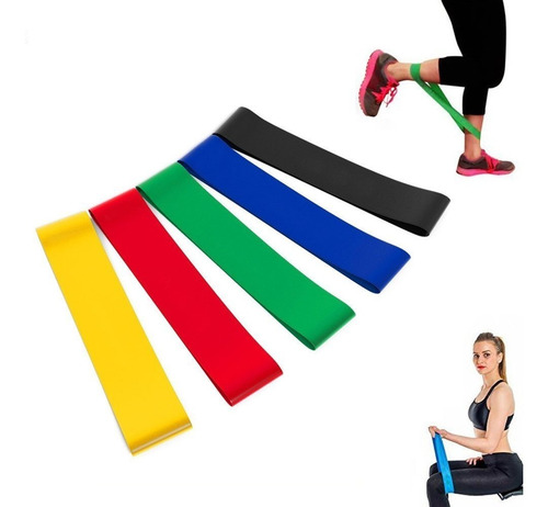 Imagen 5 de 6 de Set De 5 Bandas Elásticas De Entrenamiento 5 Intensidades