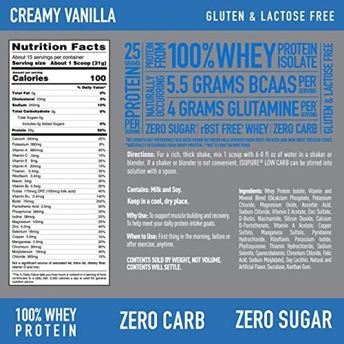 Proteína En Polvo Isopure Vainilla 1 Lb