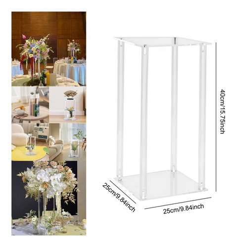 Soporte De Flores De Acrílico, Soporte 25x25x40cm Cuadrado