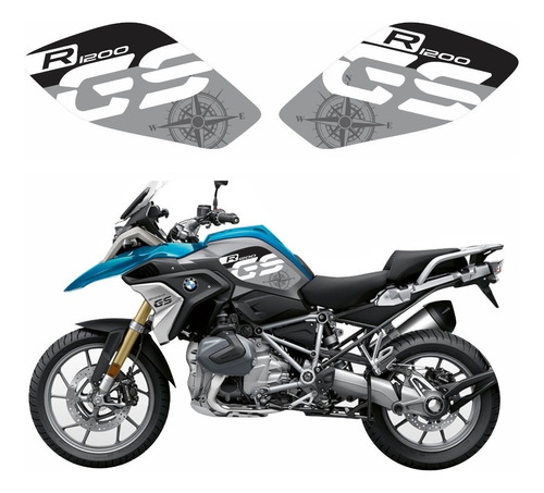 Par Adesivos Lateral Tanque Para Bmw R1200 Gs 2018 Cor Prata E Preto