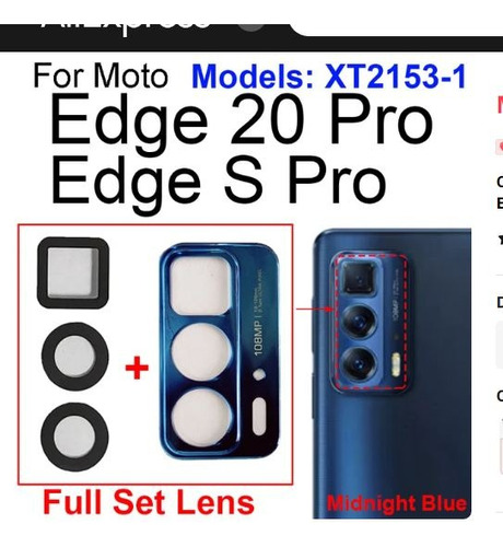 Lente De Cámara Trasera Para Moto Edge 20 Pro Edge S Pro