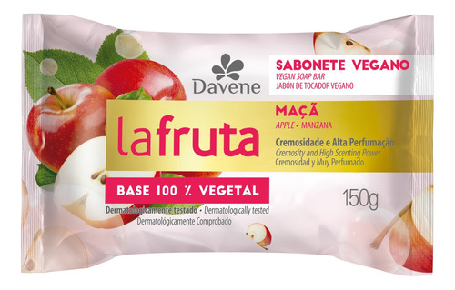 Sabão em barra Davene Vegetal Maçã La Fruta de 150 g