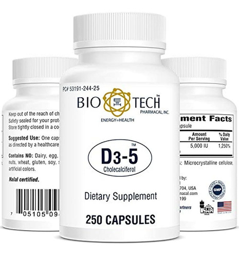 Bio-tech Vitamina Farmacal D3 (d3 5 K Ui, 250 Unidades)