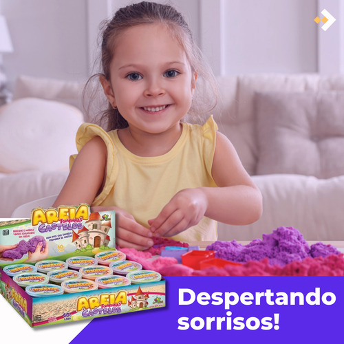 Kit Com 25 Massinhas De Areia Cinética + Forminha De Castelo Cor Sortido