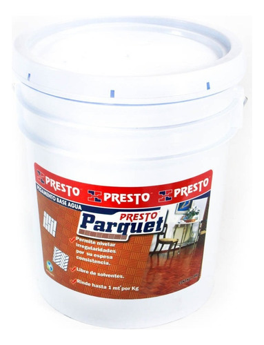 Pegamento Para Piso Presto Parquet Base Agua Cubeta 18 Kg