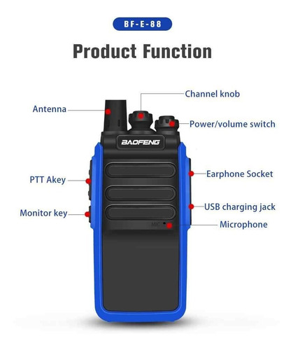 Imagen 2 de 7 de Radio Comunicacion Walkie Talkie Marca Baofeng E88