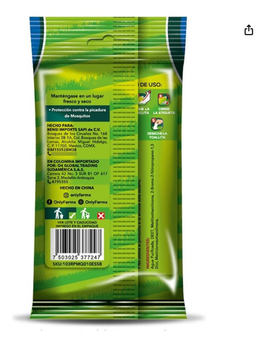 Toallitas Repelentes De Mosquitos Onlyfor