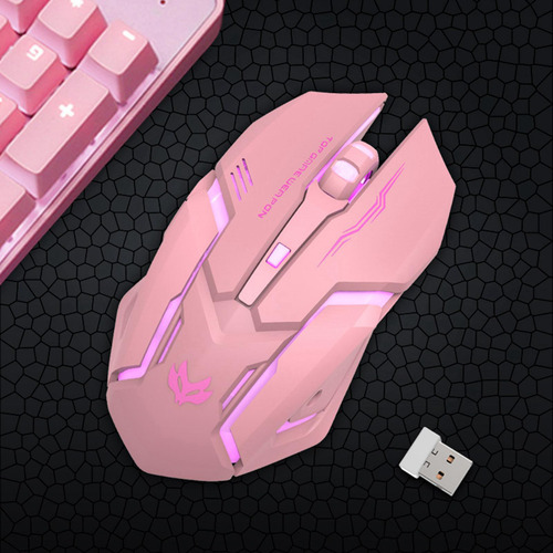 2,4 Ghz Usb Recargable Inalámbrico Led Rosado